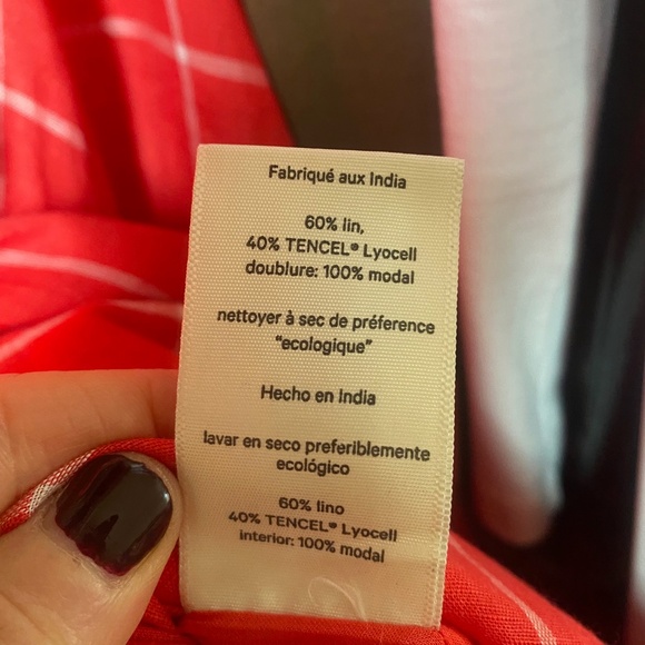 Mara Hoffman red windowpane button down dress Size 16 - Picture 3 of 5